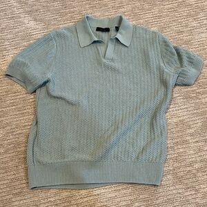 Vince Textured Teal Polo Shirt